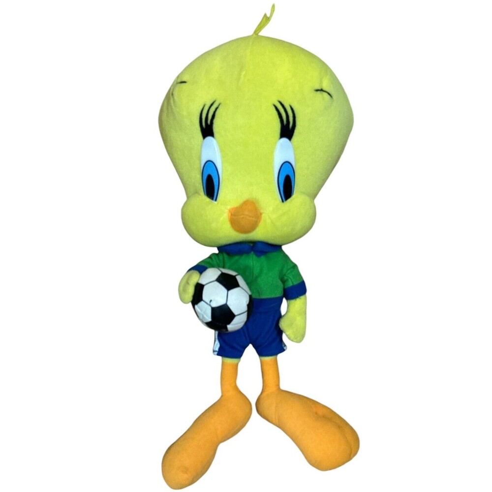 2003 Nanco Looney Tunes Tweety Bird 14” Plush Stuffed Animal Soccer Player‎ EUC